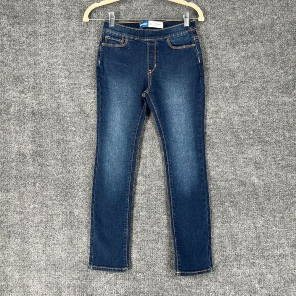 Old Navy Skinny Jeans Girls 10-12 Pull On Adjustable Waist Stretch Dark Wash